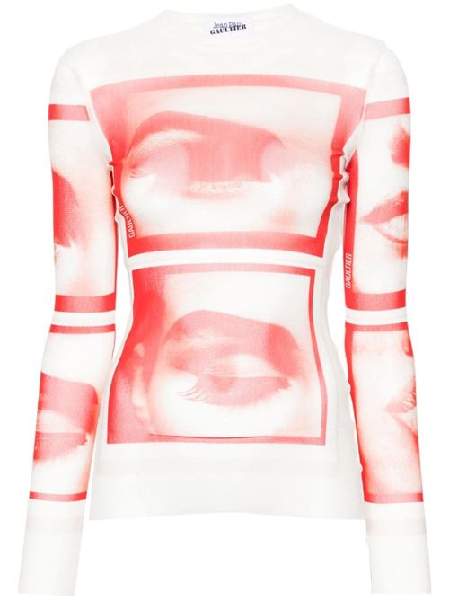 Eyes and lips mesh t-shirt JEAN PAUL GAULTIER | 2430FTO209T553013014